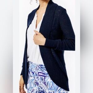 Woman LILLY PULITZER Navy Blue Amalie Open Circle Cardigan Sweater Sz M
